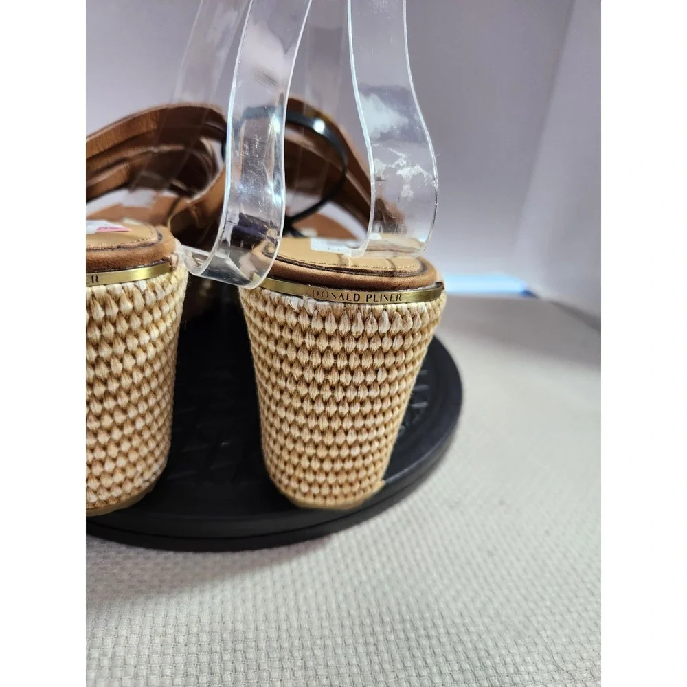 Donald Pliner 9.5 Espadrille Heel Platform Slide Wedge Suede Boho Strappy Sandal